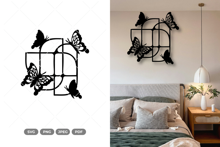 Geometrical Butterflies Wall Decor SVG   Clipart