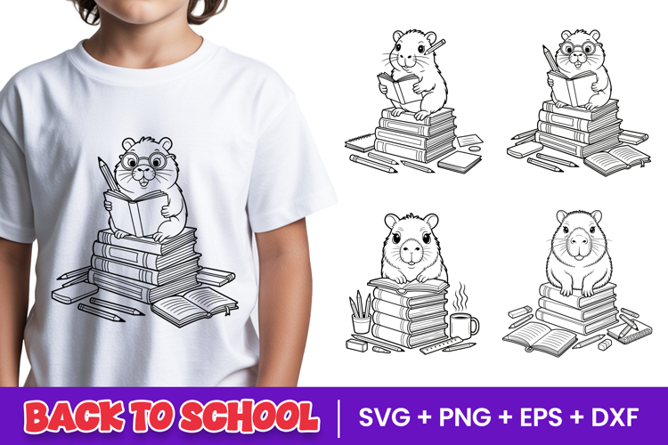 Cute Reading Hamster School SVG PNG