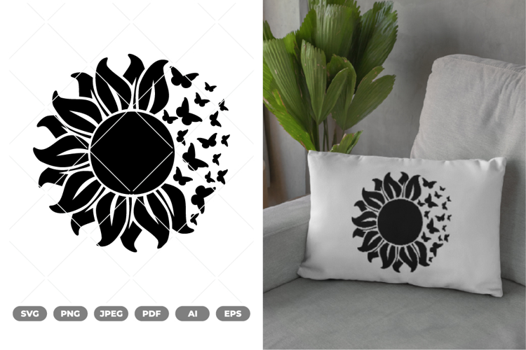 Sunflower and Butterflies SVG & Clipart