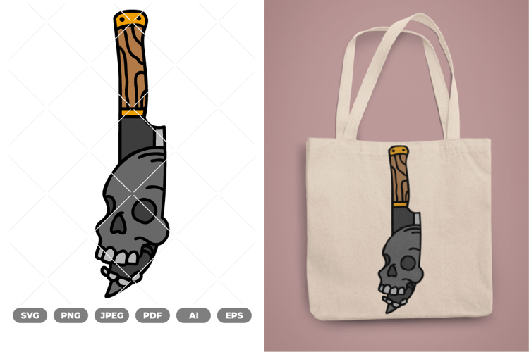 Skull Knife COlored SVG & Clipart