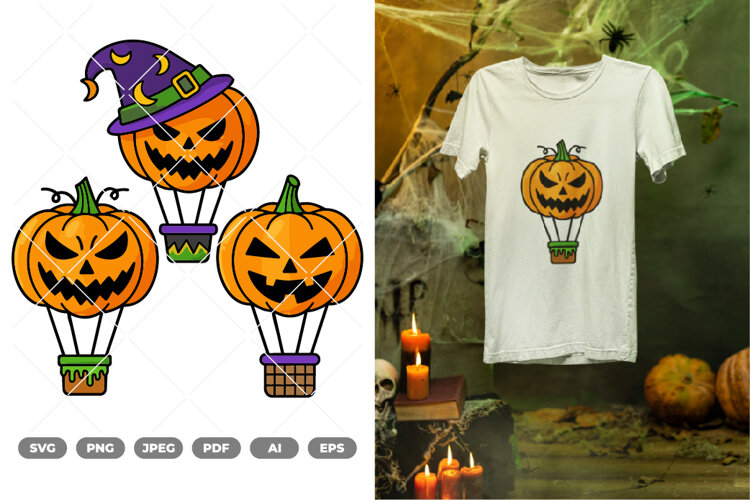 Hot Air Balloon Colored SVG & Clipart example image 1