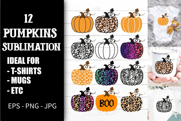 12 Pumpkins Sublimation bundle, leopard pumpkin, autumn set