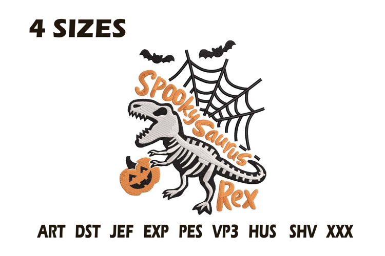 Spookysaurus Rex Embroidery Design | Halloween Dinosaur