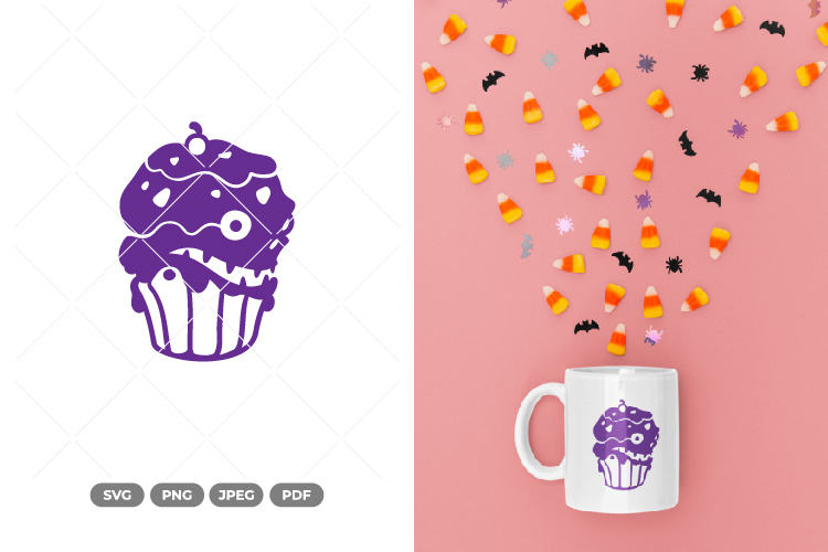 Zombie Monster Cupcake SVG & Clipart