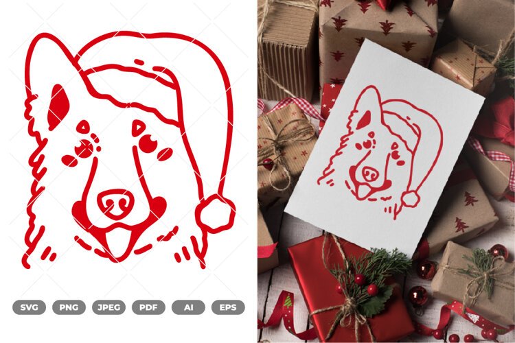 Kawaii Christmas Dog SVG & Clipart example image 1