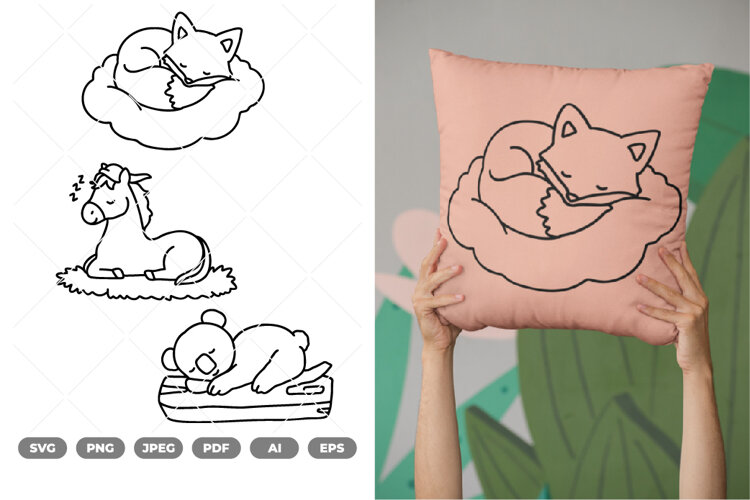 Sleeping Animal SVG & Clipart example image 1