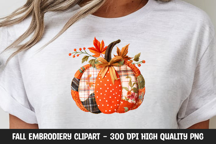Orange Leaf Patch Pumpkin Clipart