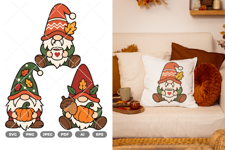 Fall Gnome Colored SVG & Clipart