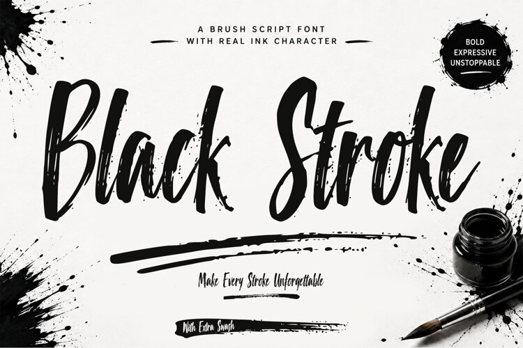 Black Stroke Bold Brush Script Font example image 1