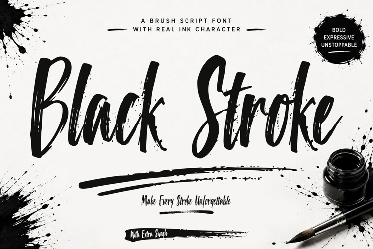 Black Stroke Bold Brush Script Font