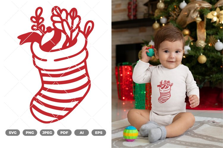 Christmas Stocking SVG & Clipart example image 1