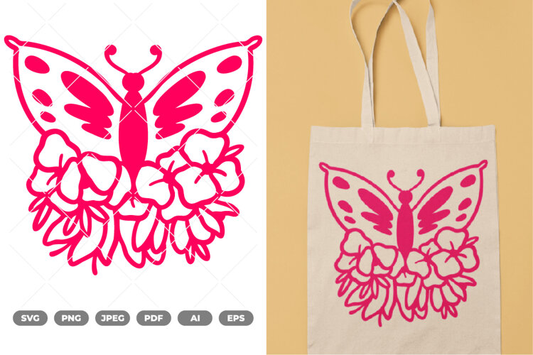 Flower Butterfly SVG & Clipart example image 1