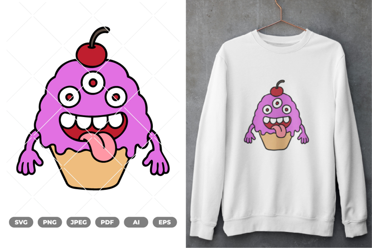 Ice Cream Monster Colored SVG & Clipart