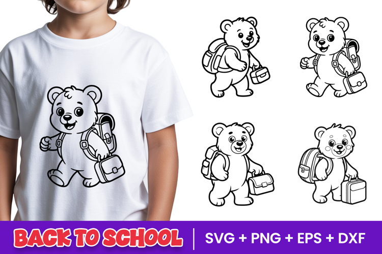 Cute School Teddy Bear SVG PNG