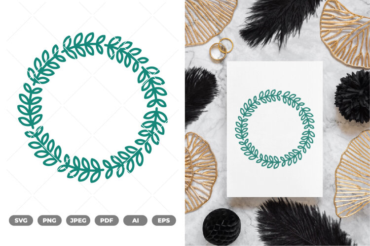 Floral Wreath SVG & Clipart example image 1