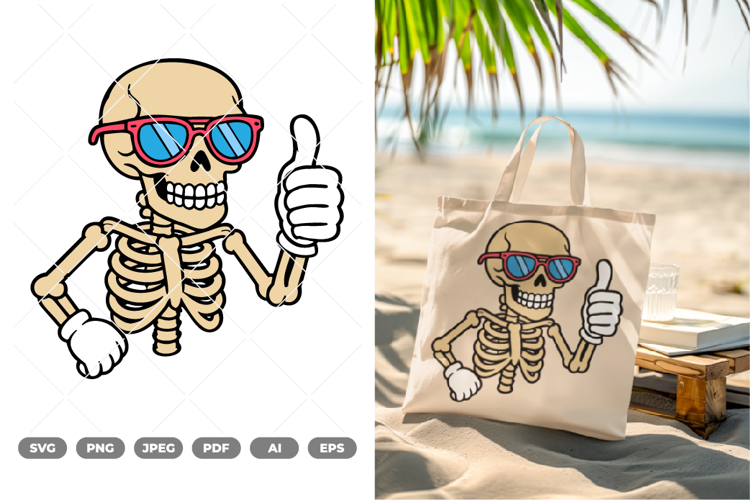 Thumbs Up Skull Colored SVG & Clipart