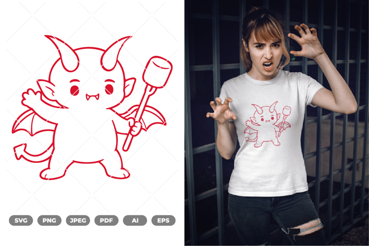 Kawaii Chibi Demon SVG & Clipart