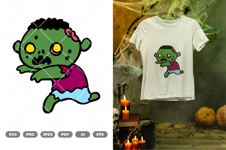Chibi Zombie Colored SVG & Clipart