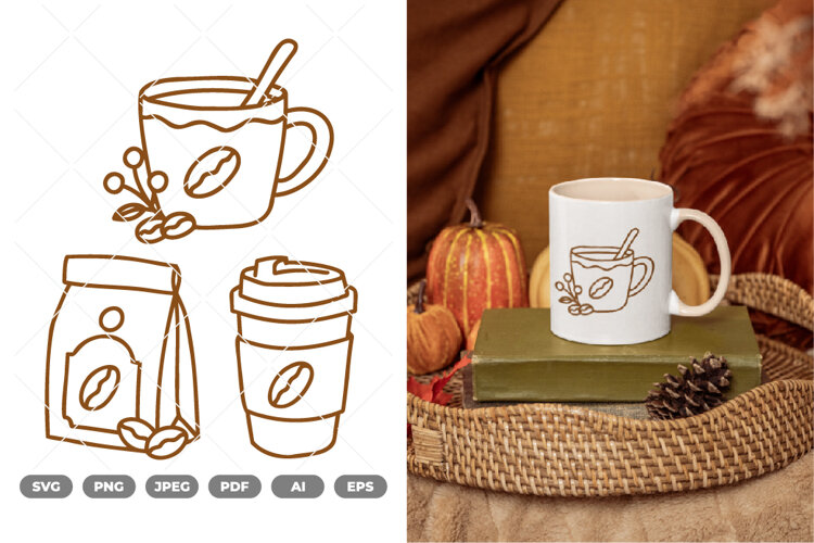 Fall Coffee Lover SVG & Clipart example image 1