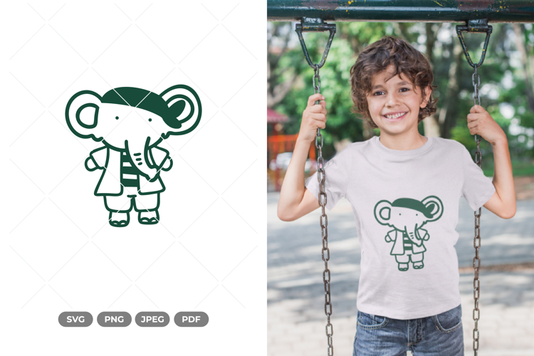 Kawaii Elephant Pirate SVG & Clipart