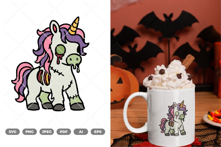 Zombie Unicorn Colored SVG & Clipart example image 1