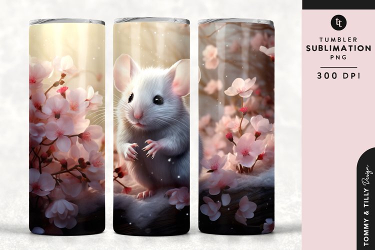 Christmas Snowy Animal Mouse Tumbler Wrap PNG Sublimation