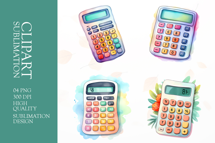 watercolor calculator Clip Art Sublimation png