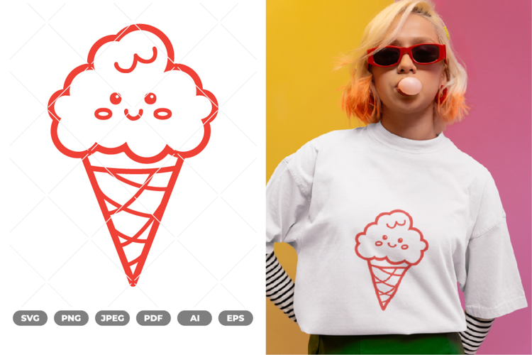 Kawaii Ice Cream SVG & Clipart