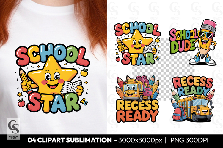 School Star Clipart Sublimation PNG
