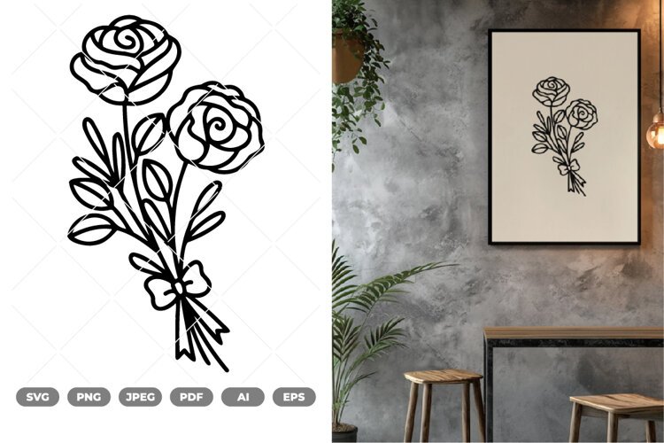 Rose Lineart SVG & Clipart example image 1
