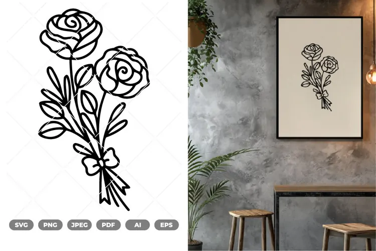 Rose Lineart SVG & Clipart