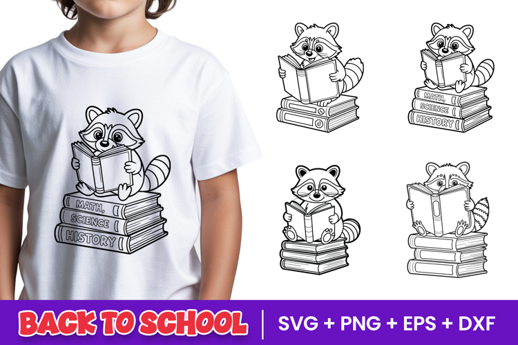 Cute Reading Raccoon School SVG PNG
