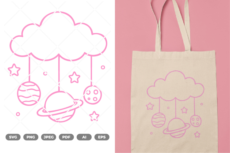 Planets And Cloud SVG & Clipart example image 1