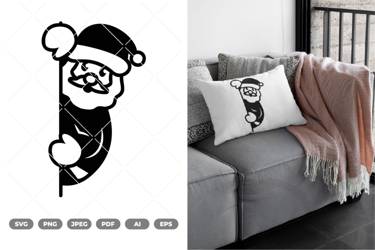 Peeking Santa SVG & Clipart