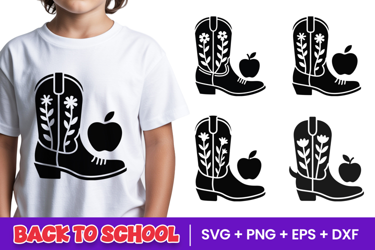 Cowboy Boot Apple SVG PNG