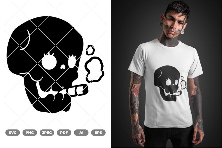 Smoking Skull SVG & Clipart example image 1