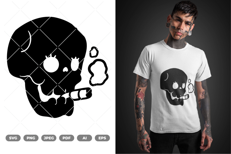 Smoking Skull SVG & Clipart