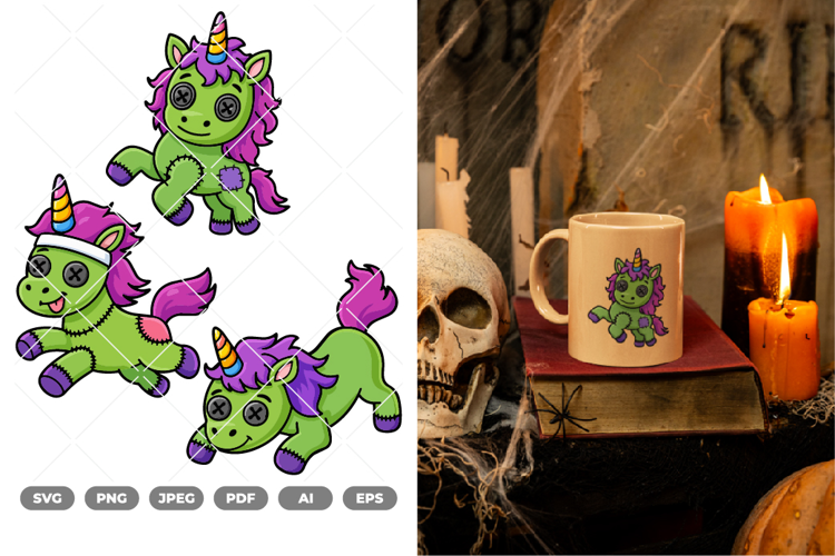Zombie Unicorn Colored SVG & Clipart