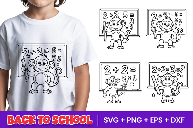 Cute School Monkey Student SVG PNG