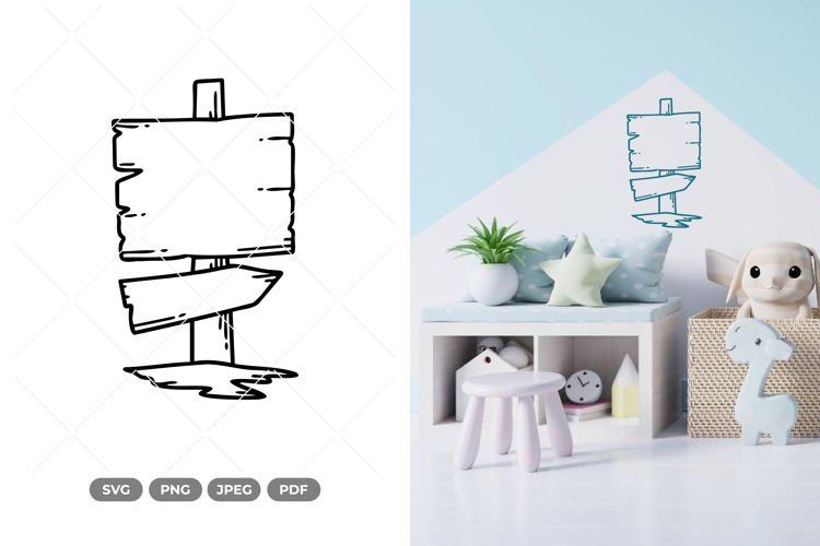 Wooden Sign Doodle SVG & Clipart