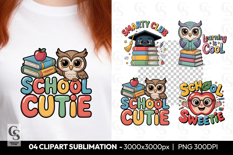 School Cutie Cute Owl Back To School Clipart Sublimation PNG