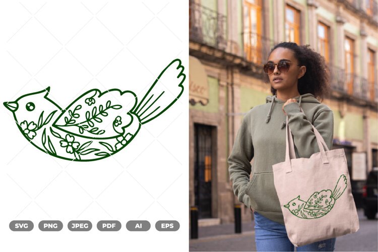 Floral Bird SVG & Clipart example image 1