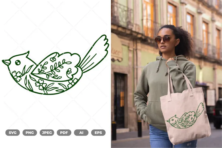 Floral Bird SVG & Clipart