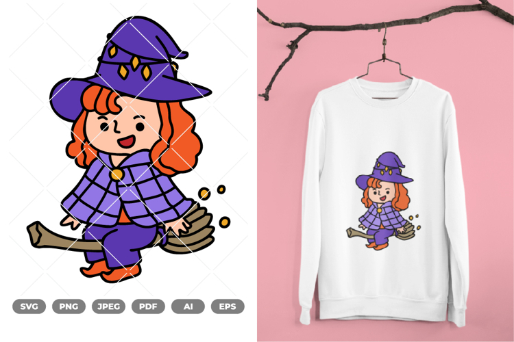 Cute Witch Colored SVG & Clipart