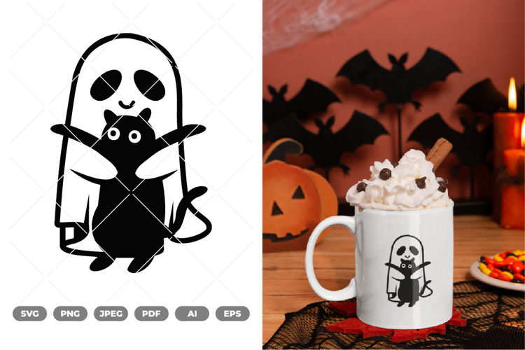 Ghost and Black Cat SVG & Clipart