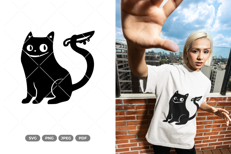 Black Cat SVG & Clipart - Funny Cat