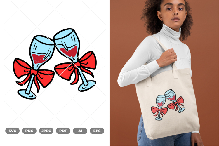 Wine Toast Colored SVG   Clipart