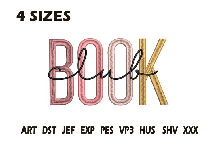 Book Club Modern Letter Embroidery Design
