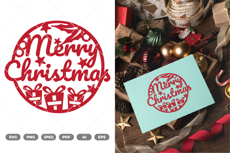 Laser Cut Merry Christmas Ornaments SVG & Clipart