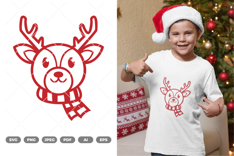 Christmas Reindeer Head SVG & Clipart